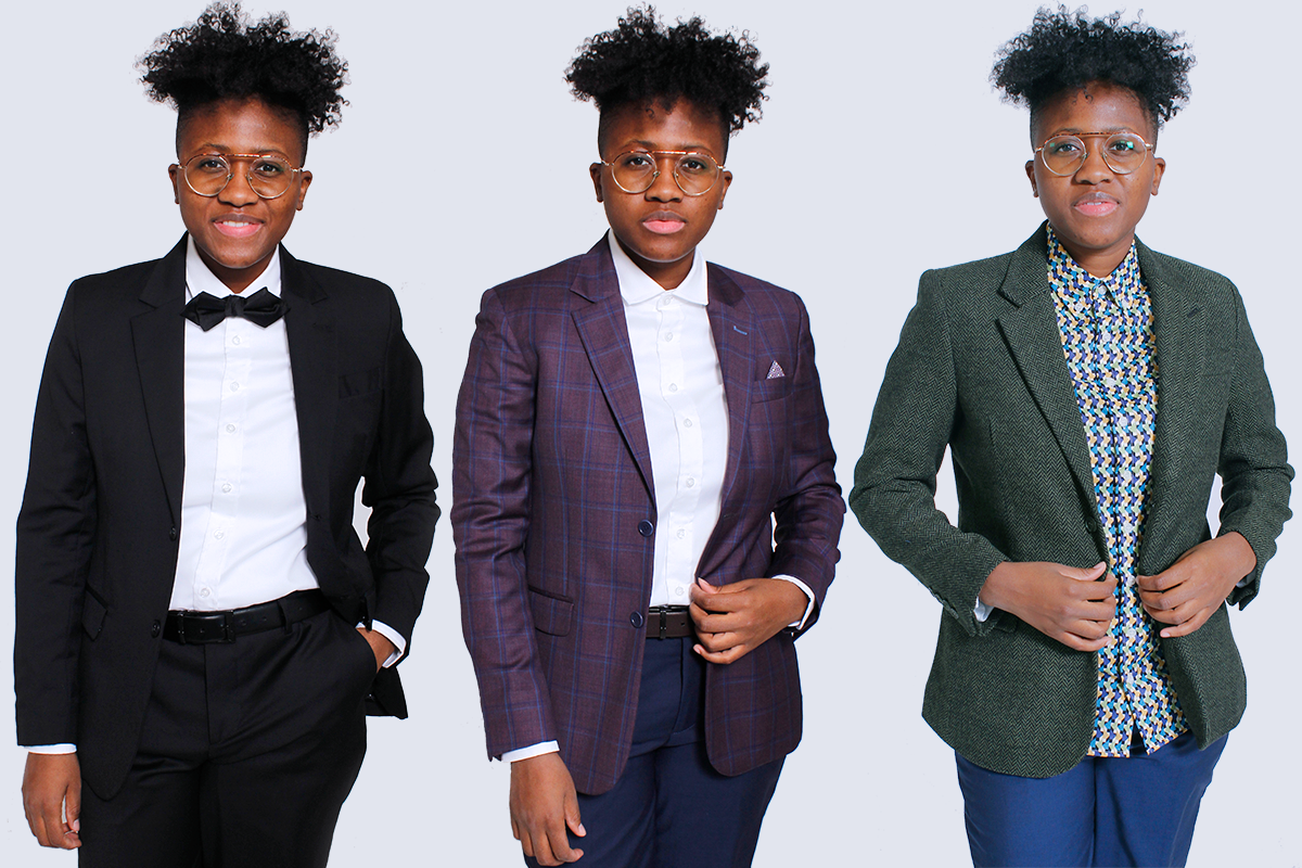 Doreen showcasing three different outfits.
