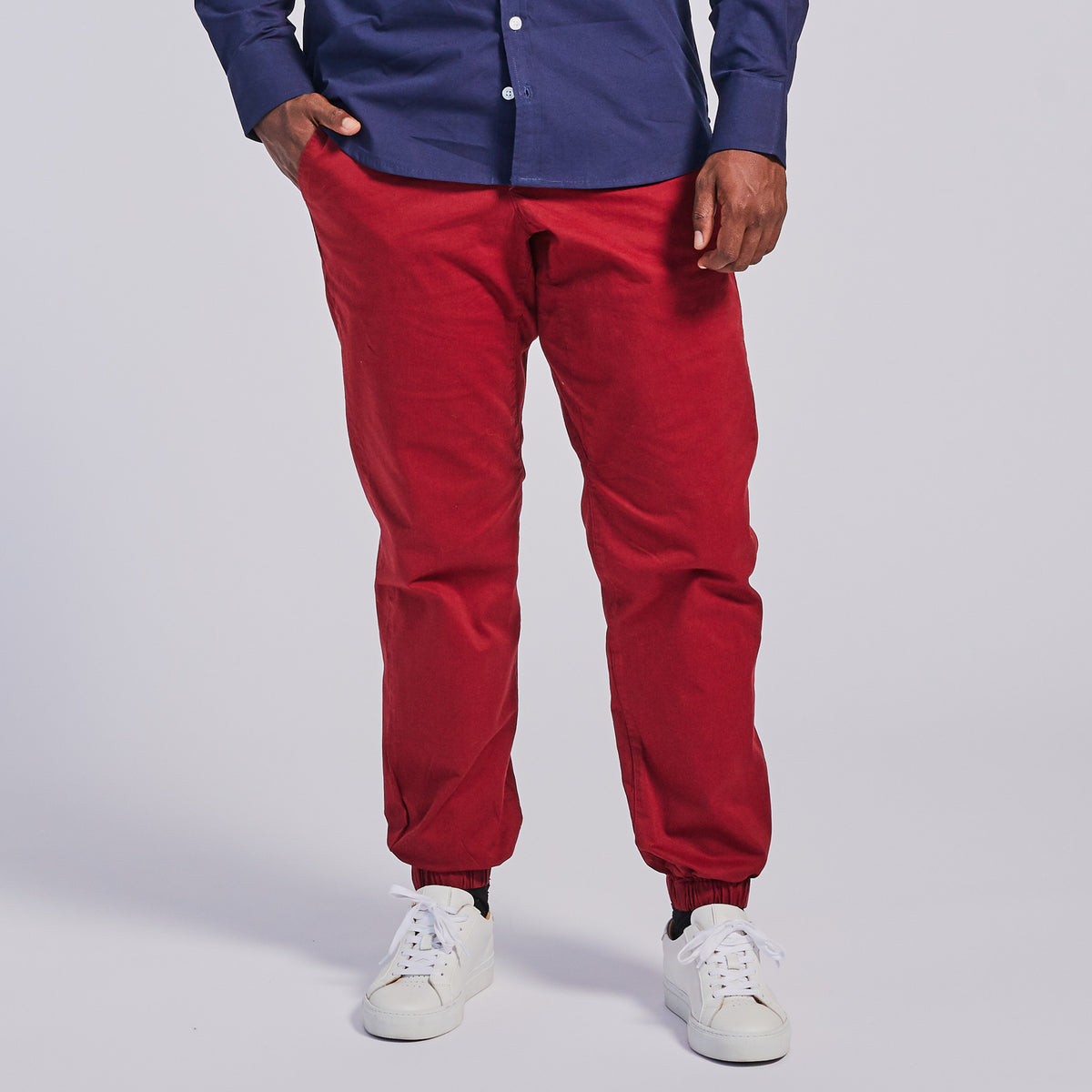 Burgundy joggers for women and masc presenting folks. Color: Cherry