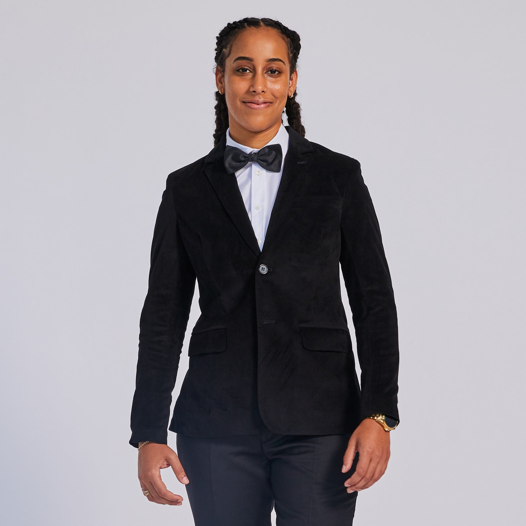 Black velvet blazer for masc presenting people. Color: Black Velvet