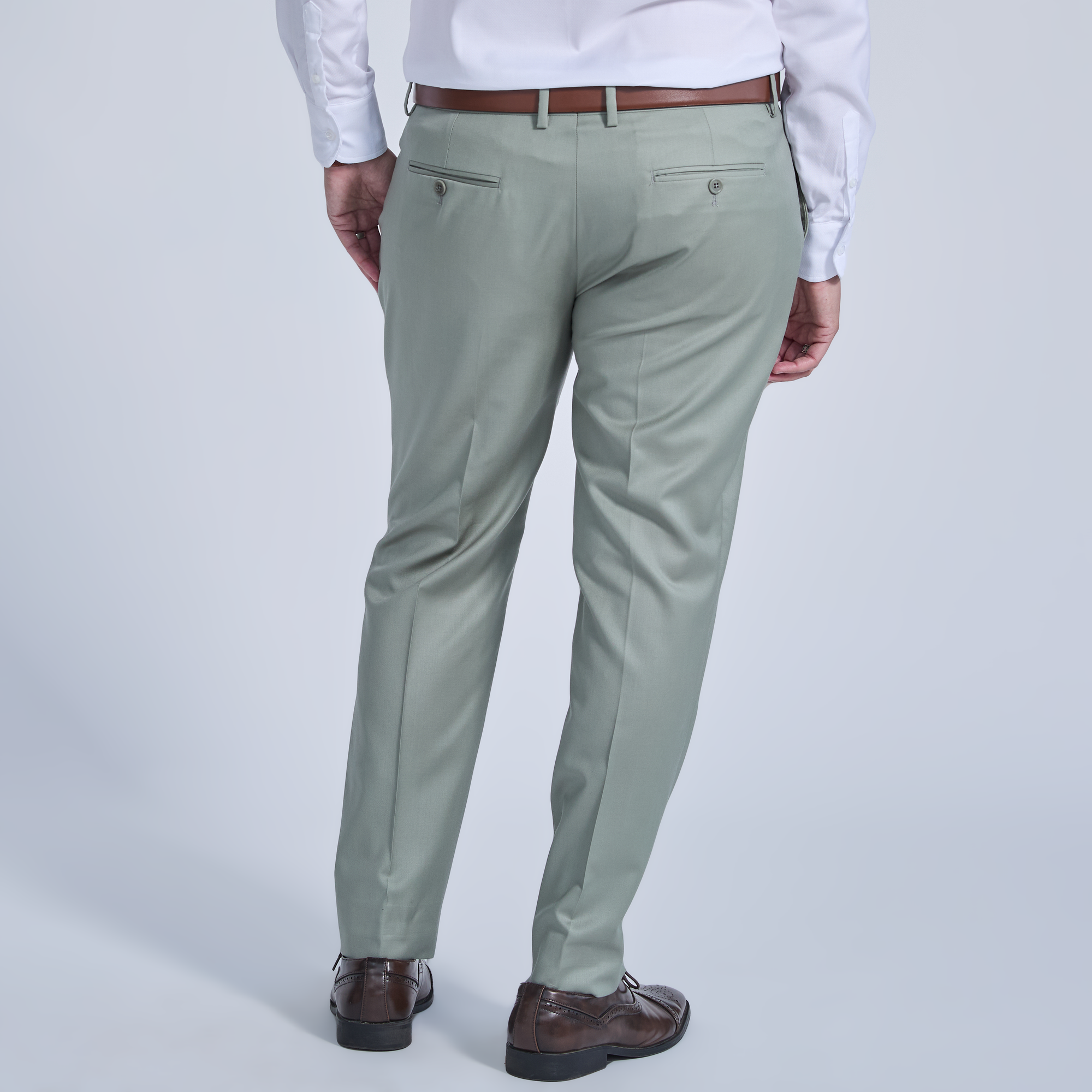 Deep Pocket Dress Pants in Sage by Kirrin Finch. Color: Sage
