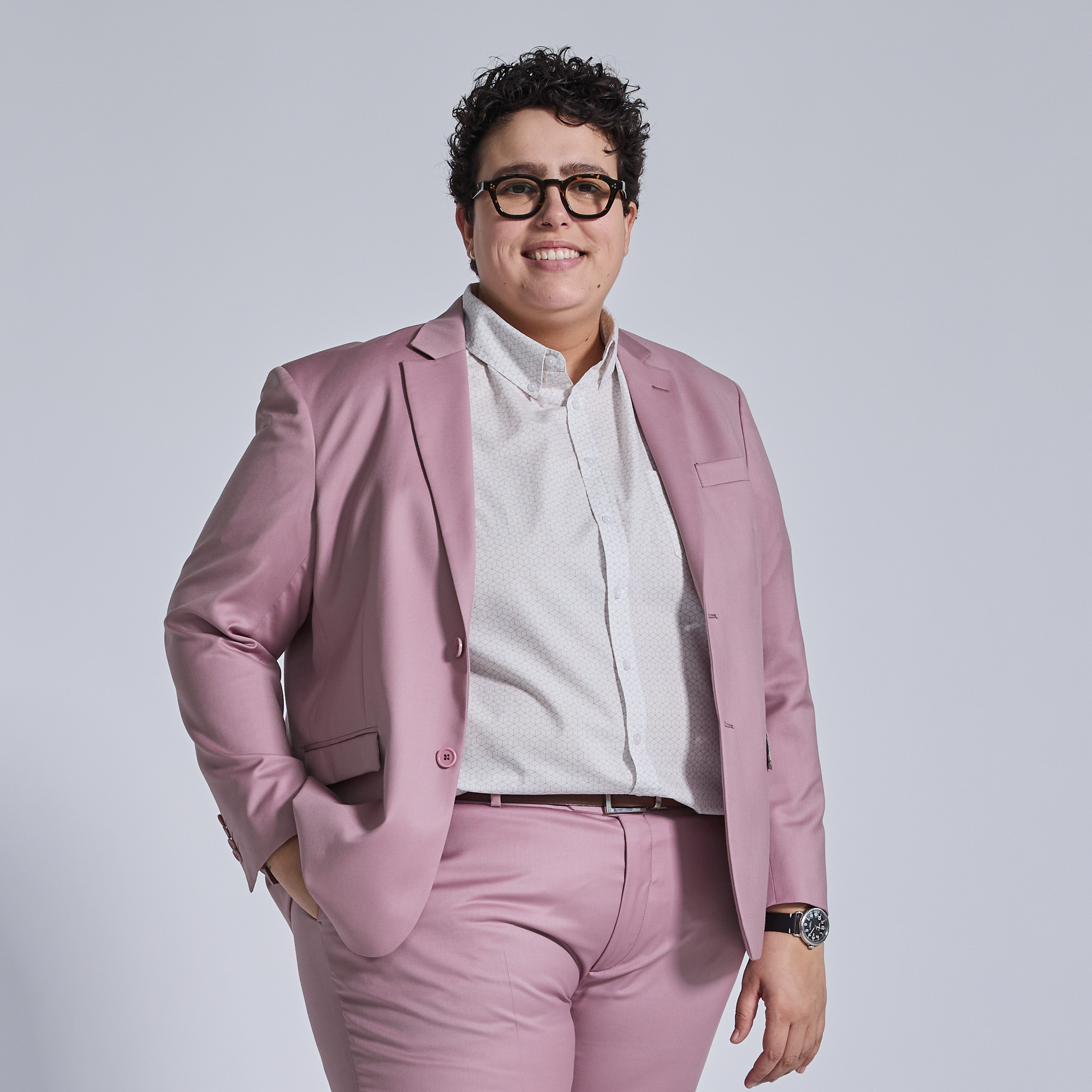 The Georgie Dusty Mauve Suit by kirrin finch made for women, trans, and non-binary folk.  Color: Dusty Mauve