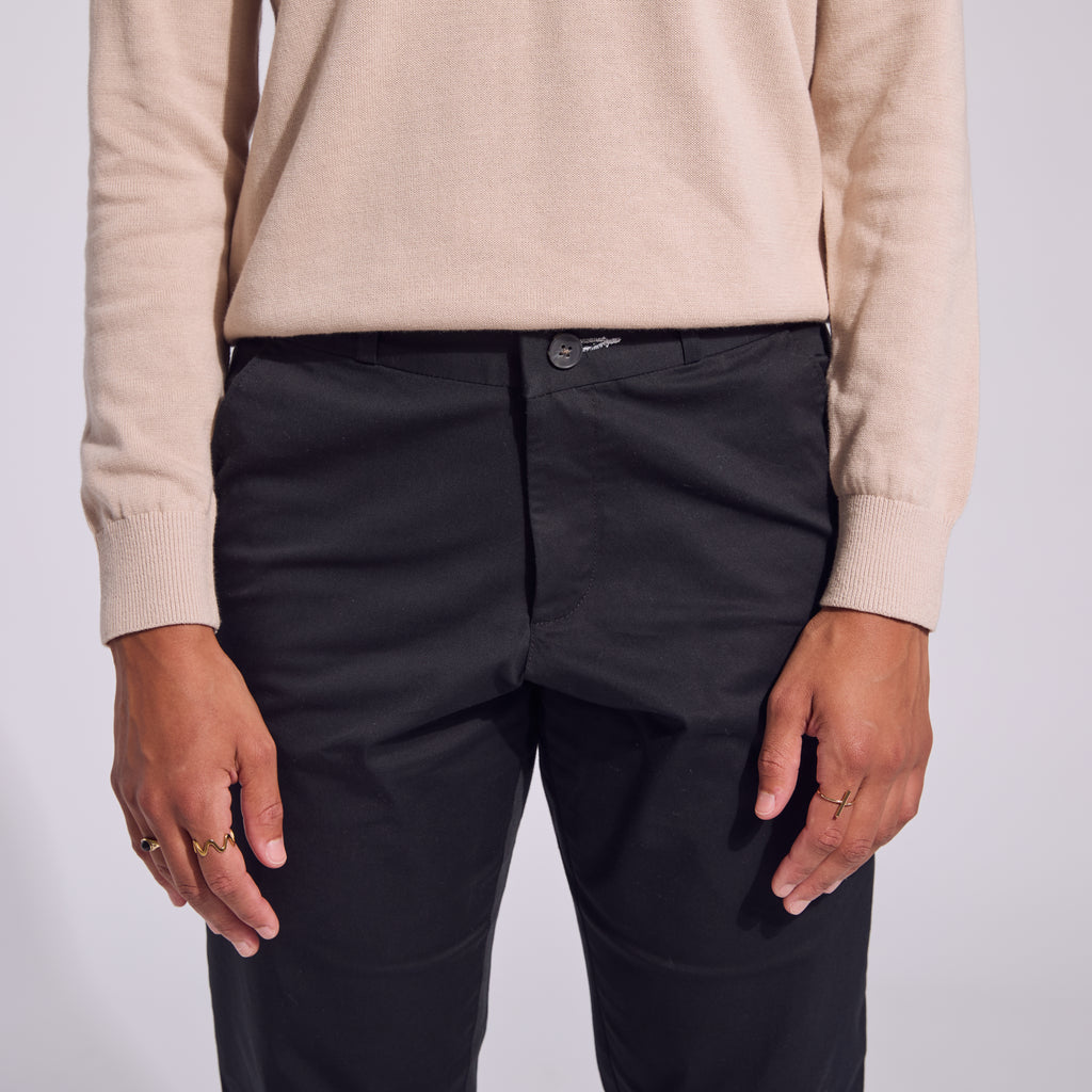 Black chinos made by Kirrin Finch. Color: Black