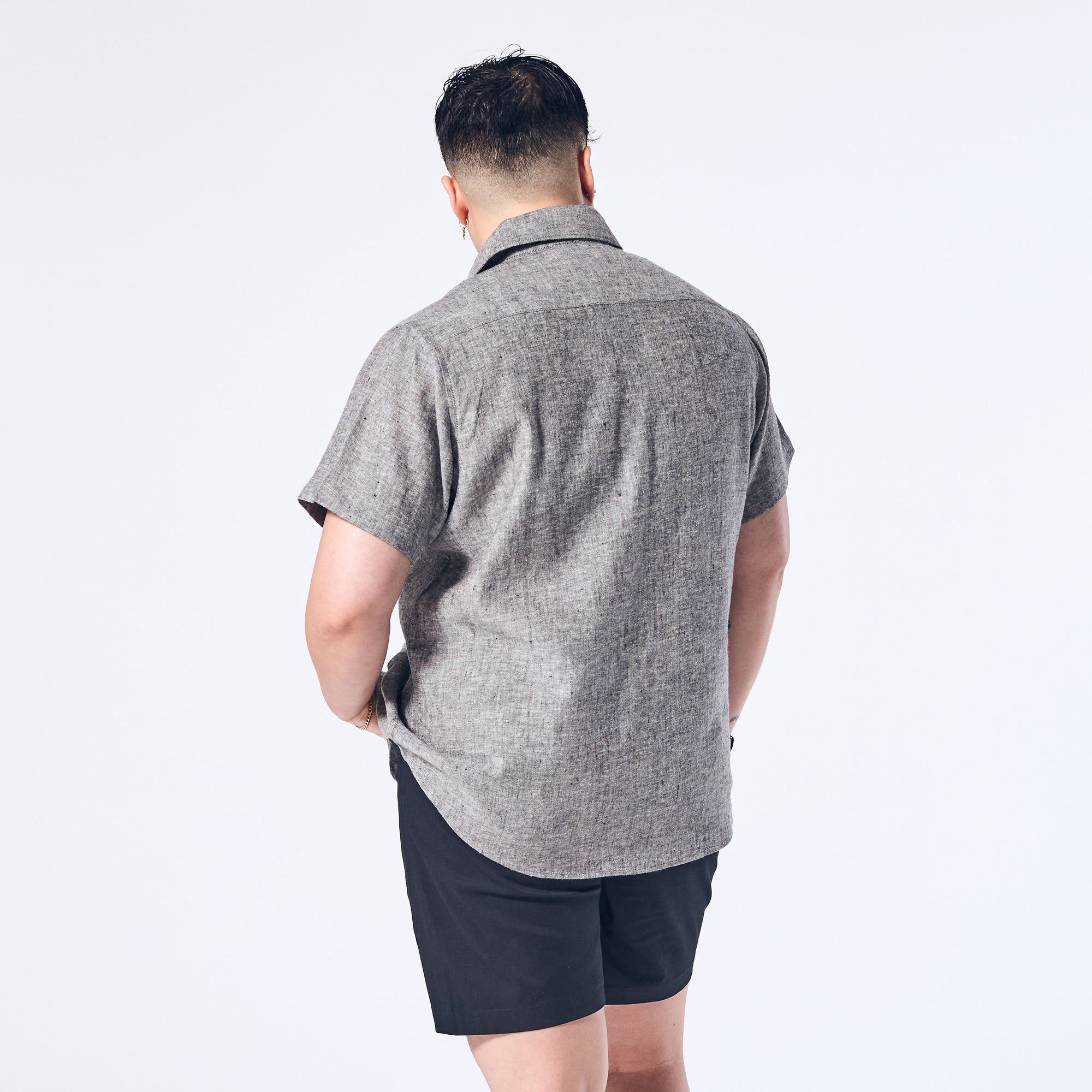 Androgynous Ash Gray Linen Shirt. Color: Ash Gray