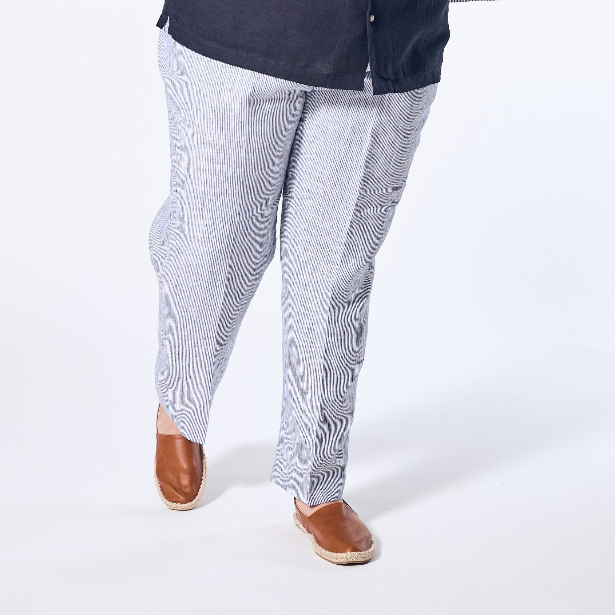 Hampton Blue Stripe Linen Dress Pants made by Kirrin Finch. Color: Hampton Blue Striped