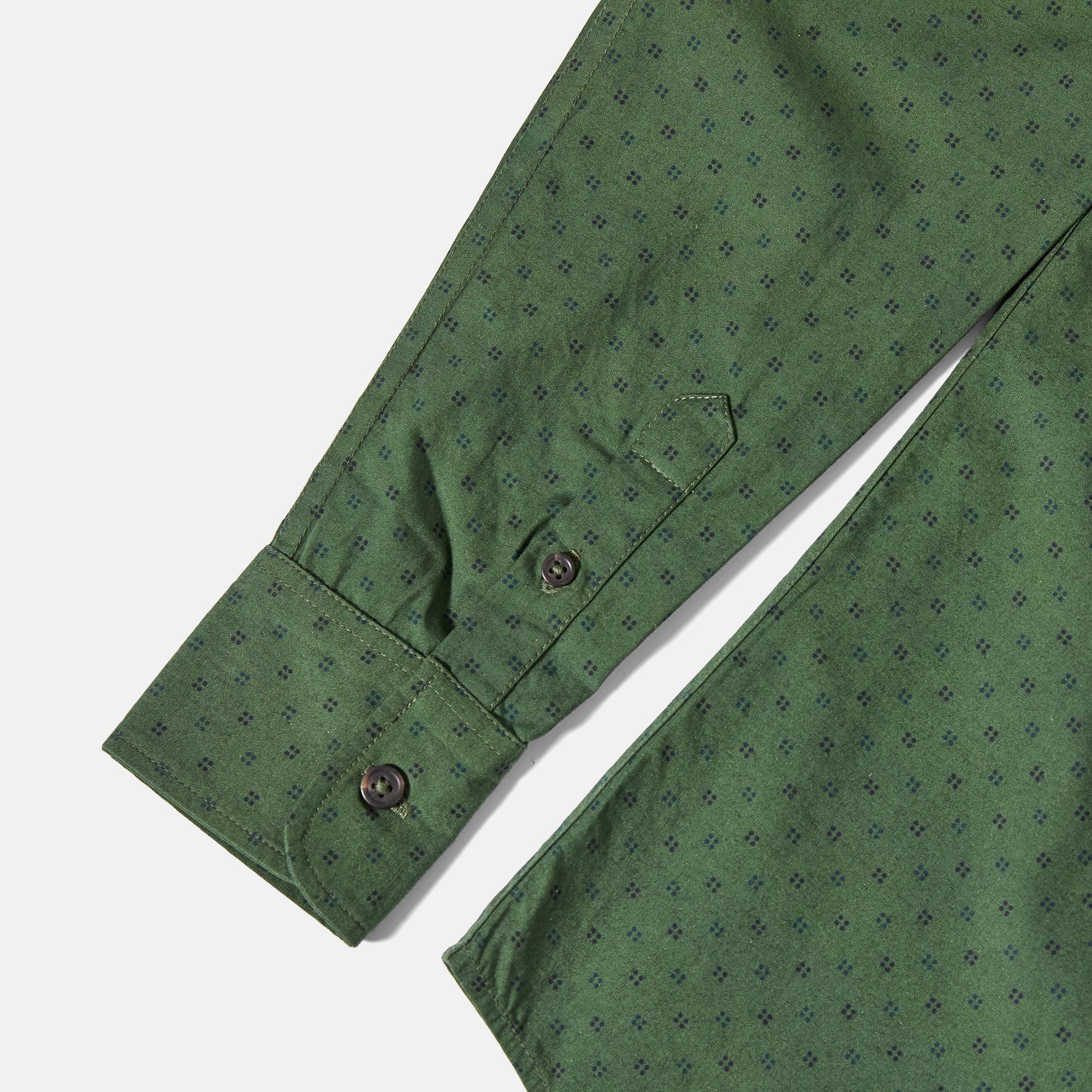 Womens Pine KF Emblem Point Collar Shirt made by Kirrin Finch. Color: Pine