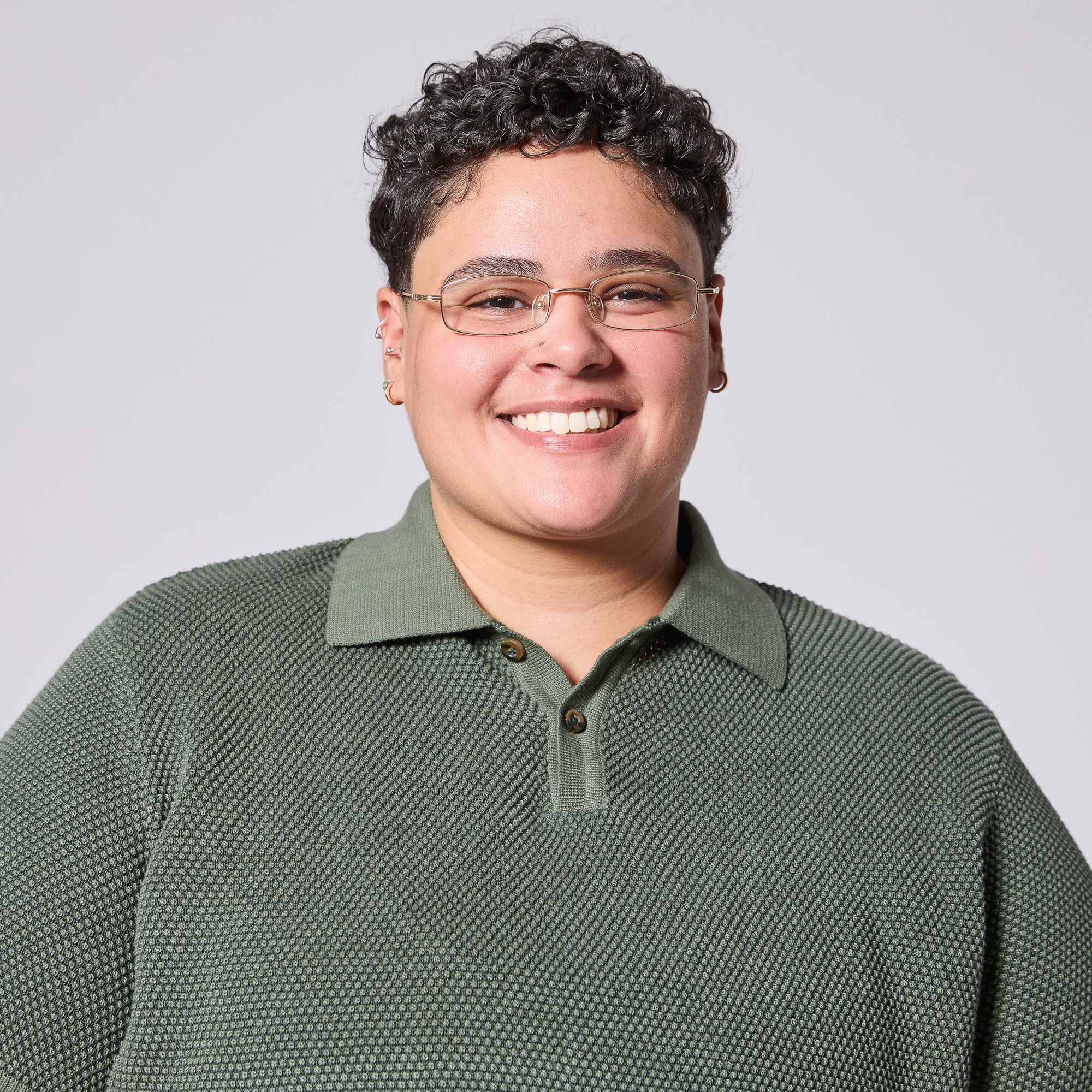 The Hedge Green Pique Polo made for women trans and nonbinary folks. Color: Hedge Green