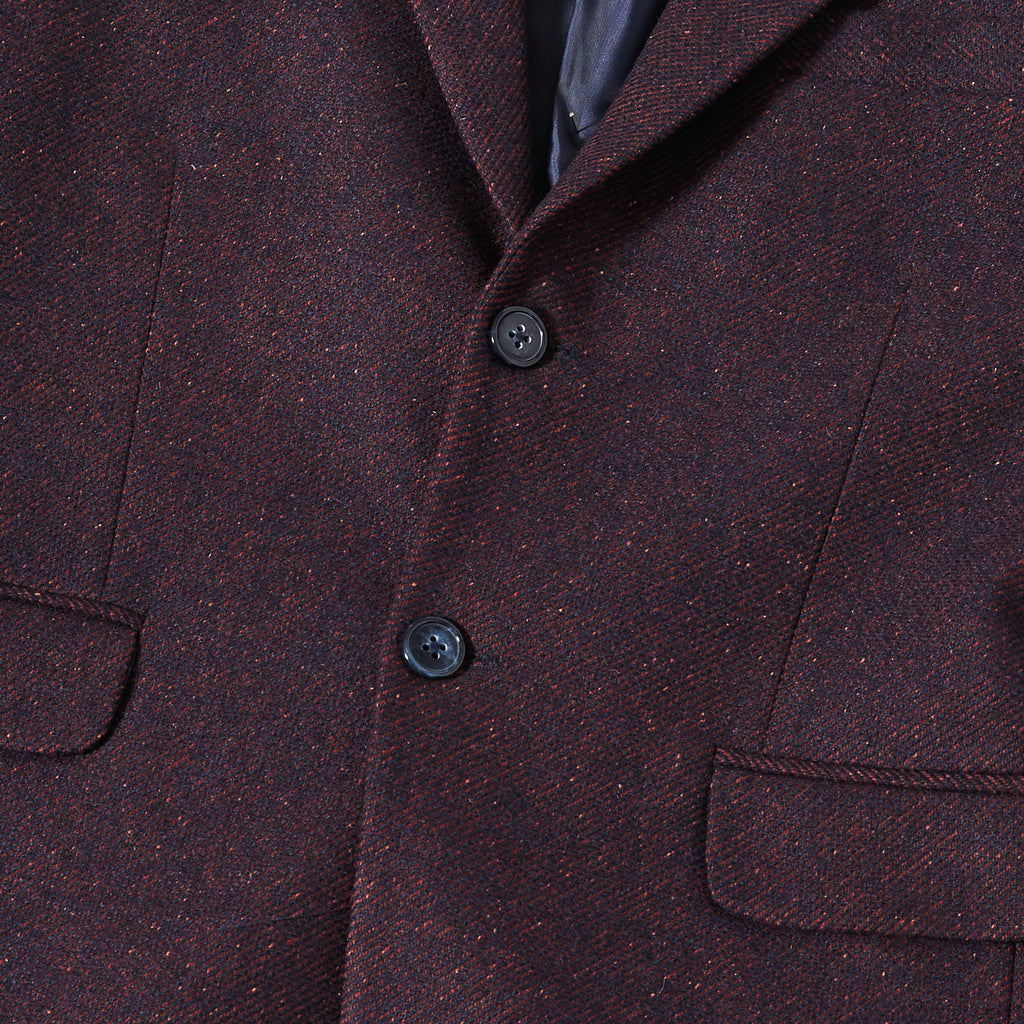 Close of Mulberry Twill Blazer. Color: Mulberry