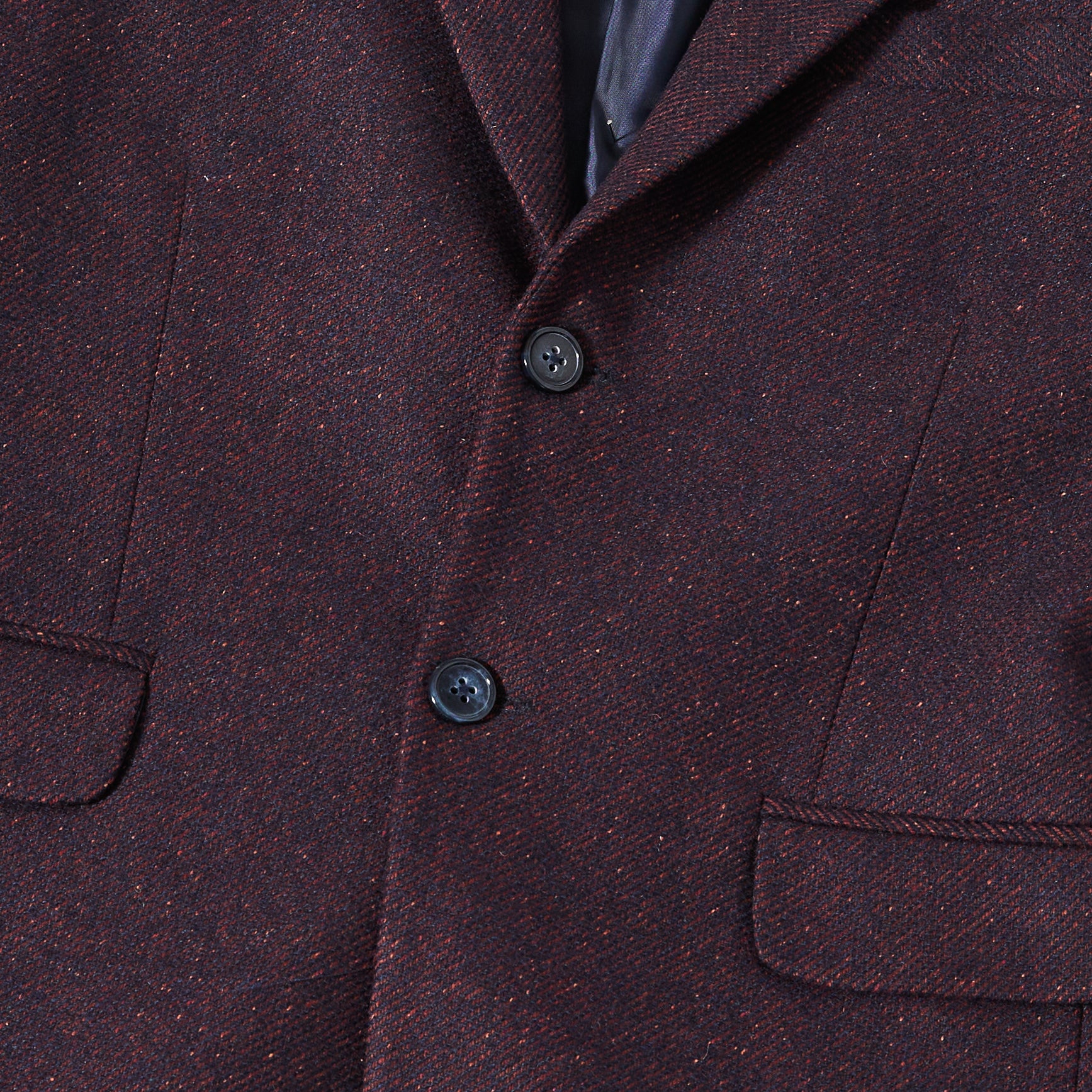 Close of Mulberry Twill Blazer. Color: Mulberry