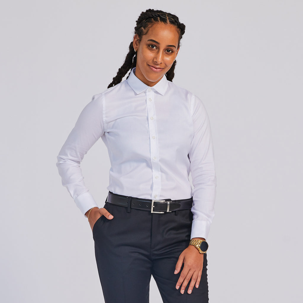 The Addams White Easy Care Italian made dress shirt.  Color: White