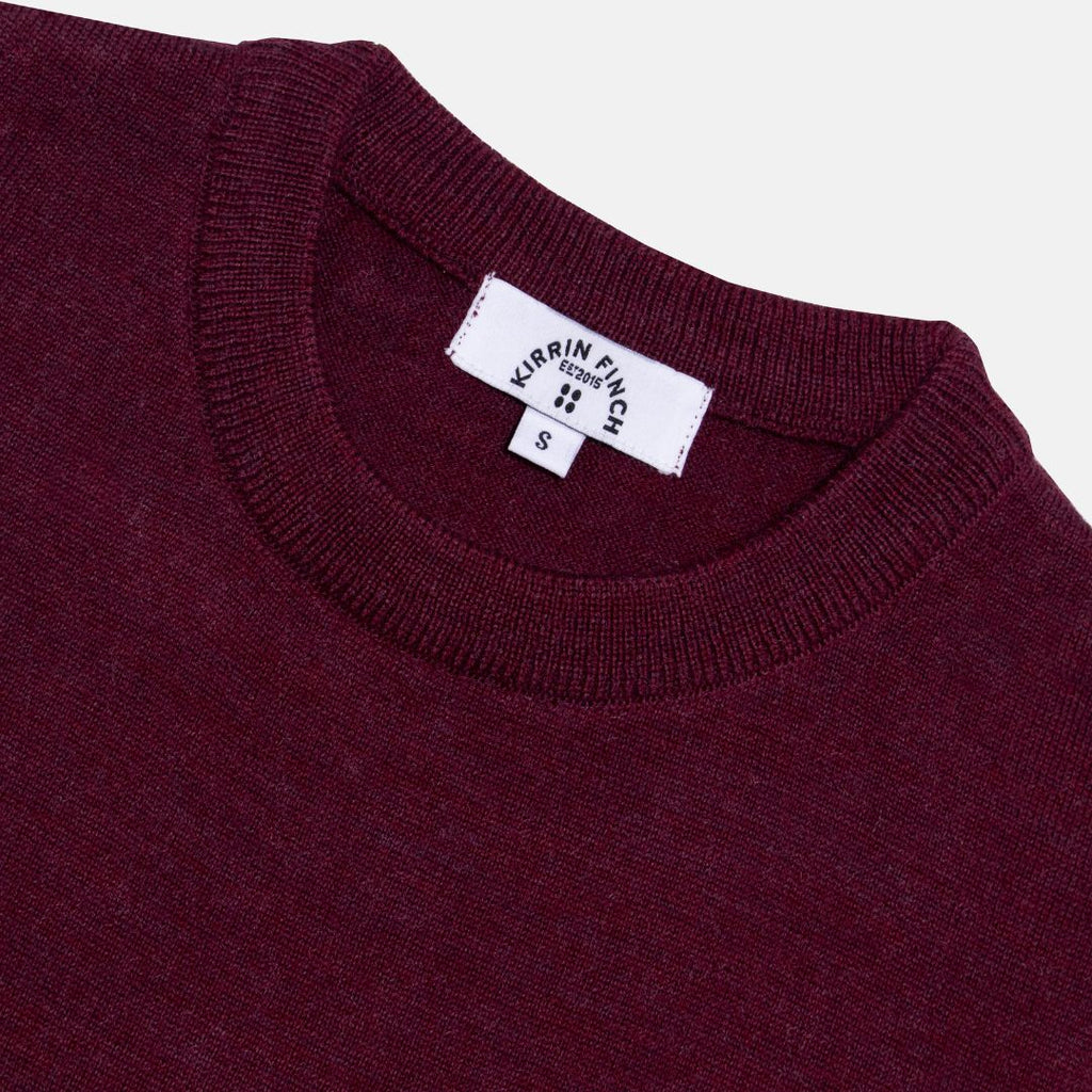 Burgundy crewneck merino wool sweater for women, AFAB, and non-binary folks. Color: Burgundy