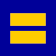 The logo for HRC. Yellow equal sign with a blue background.