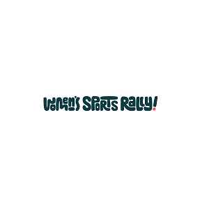 Text 'Womens's Sports Rally!' in a casual grean font on a white background