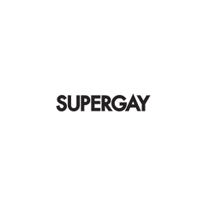 Black text 'SUPERGAY' on a white background