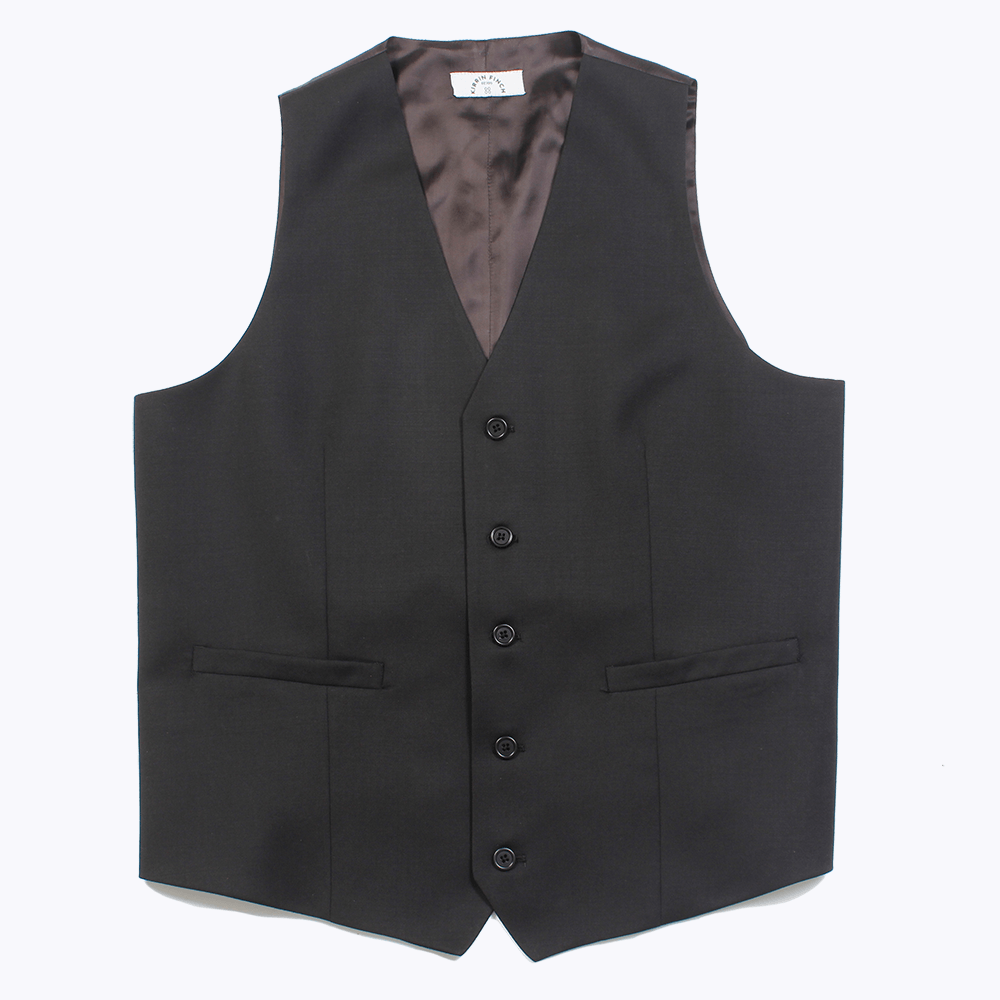 The Georgie Black Vest Front Flat Lay. Color: Black