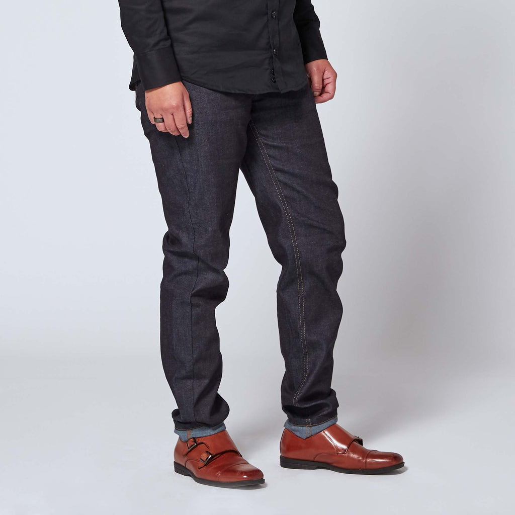 USA Made indigo denim jeans for women and non-binary folks. Color: Indigo