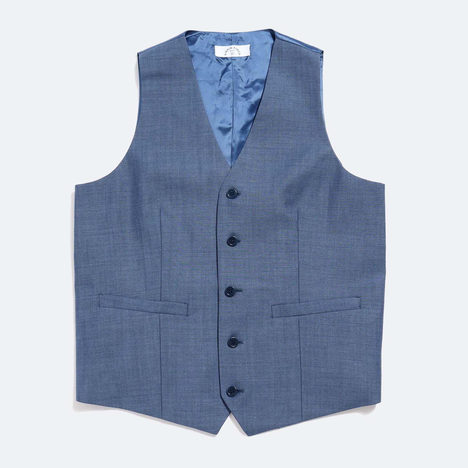 Georgie Slate Blue vest with blue buttons for women and non-binary folk. Color: Slate Blue